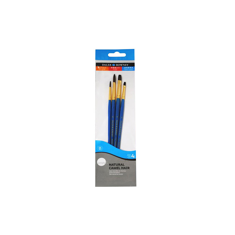Set of 4 natural brushes Simply Daler Rowney Camel