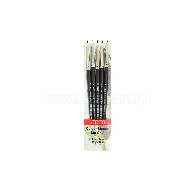 Set of 5 rubber Colour Shaper Brush Set Size 2 AMI