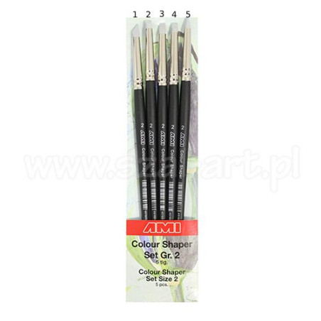 Set of 5 rubber Colour Shaper Brush Set Size 2 AMI