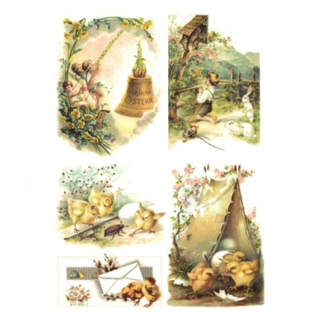 Decoupage Rice Paper A4 ITD R307 easter - sklep plastyczny - szał dla