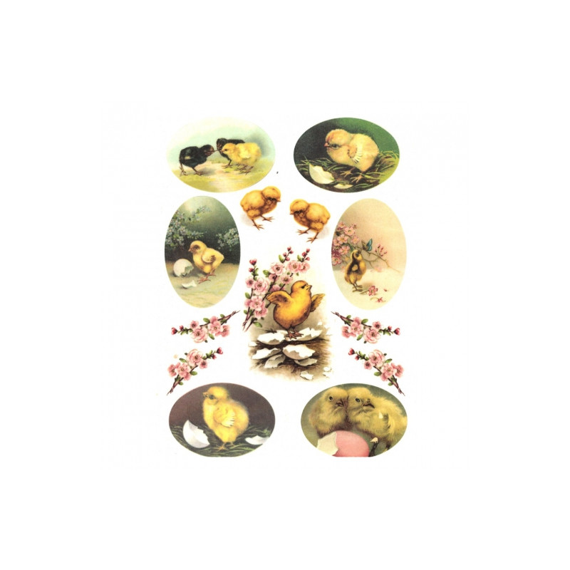 Decoupage rice paper A4 ITD R308 easter chickens