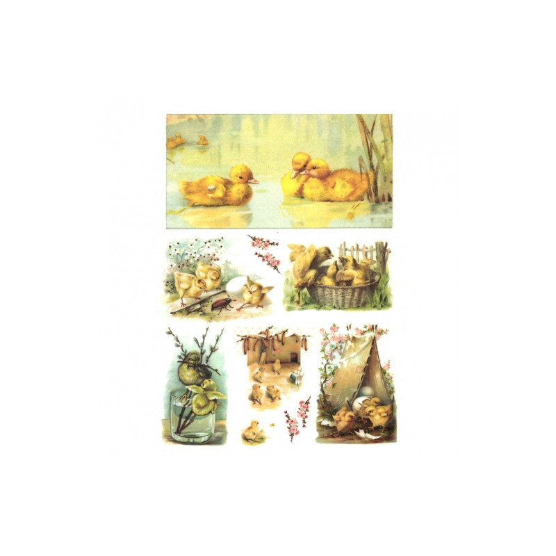 Papier ryżowy do decoupage A4 ITD R302 wielkanoc pisklaki- sklep plast