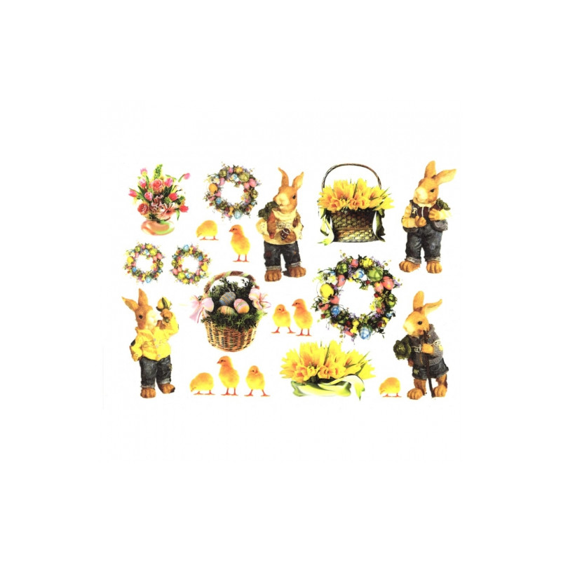 Papier ryżowy do decoupage A4 ITD R070 zając wielkanoc - sklep plastyc