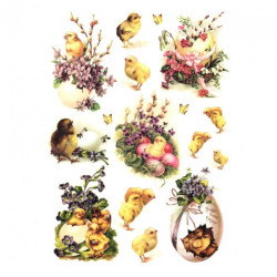 Rice decoupage paper A4 ITD R482 easter chickens