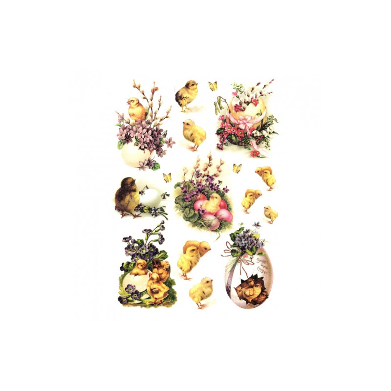 Rice decoupage paper A4 ITD R482 easter chickens
