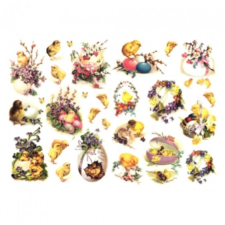 Rice decoupage paper A4 ITD R489 easter chickens