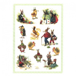 Decoupage Rice Paper A4 ITD R287 easter bunnies chickens
