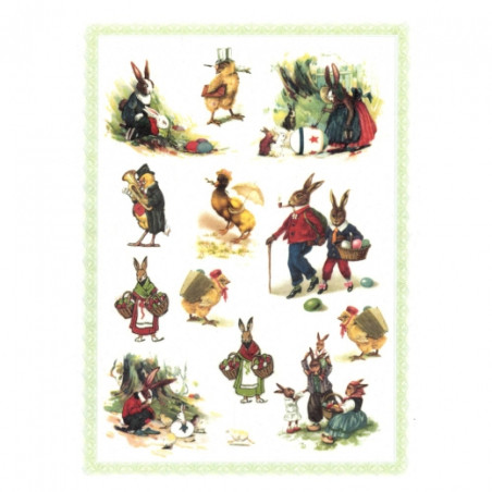 Decoupage Rice Paper A4 ITD R287 easter bunnies chickens