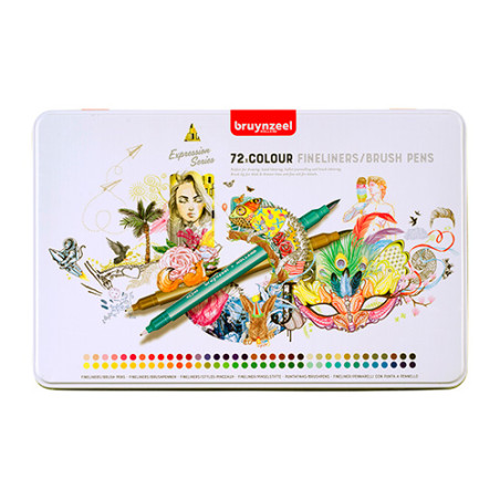Bruynzeel fineliners brush pen set of 72 pieces