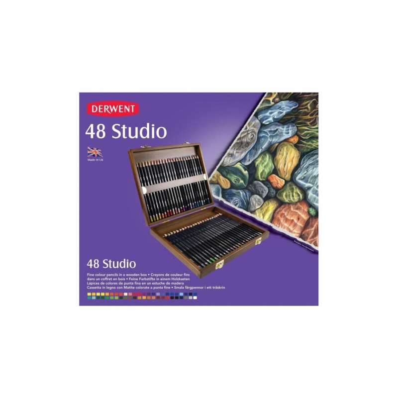 Derwent studio zestaw 48 studyjnych kredek drewniana kaseta - sklep pl