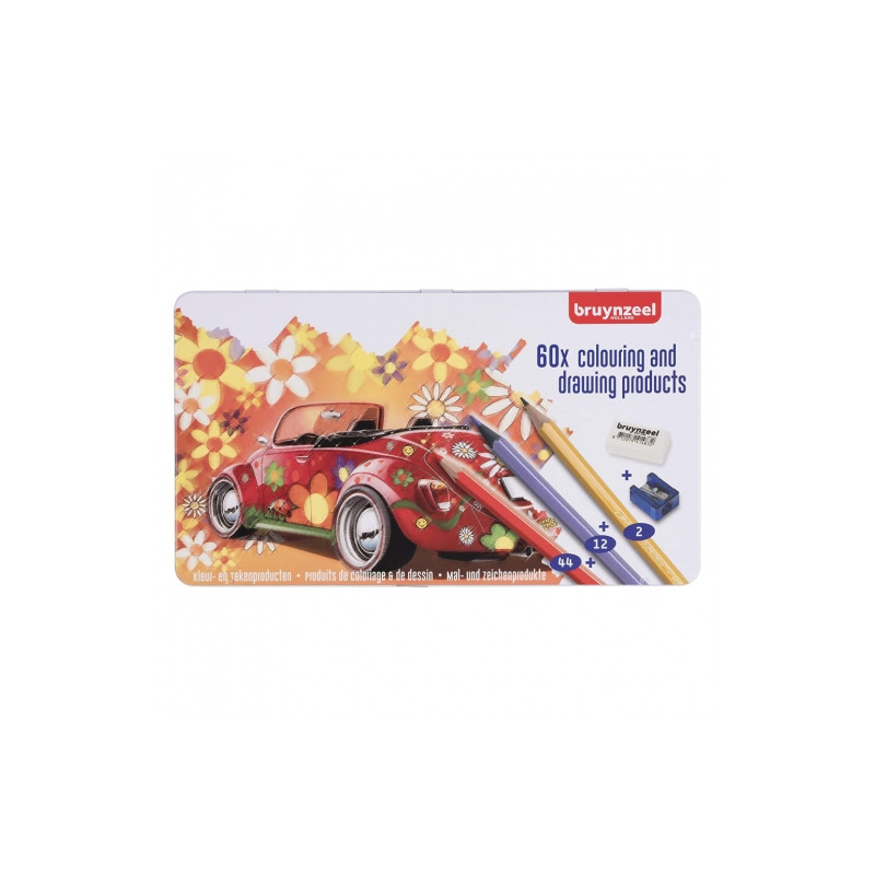 Bruynzeel zestaw 60 kredek ołówkowych metalowe opakowanie - sklep plas