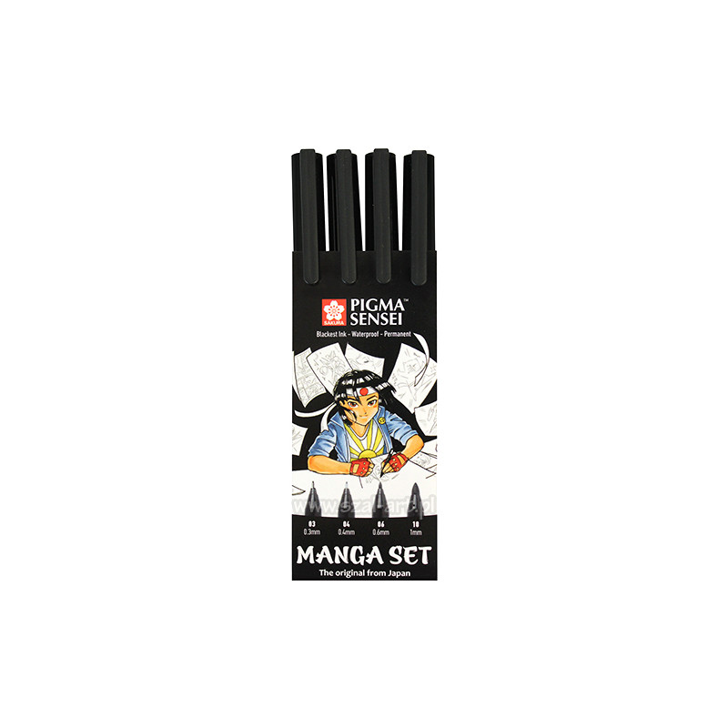 Set of 4 pens Pigma Sensei Manga Set Sakura - szal art - sklep plastyc