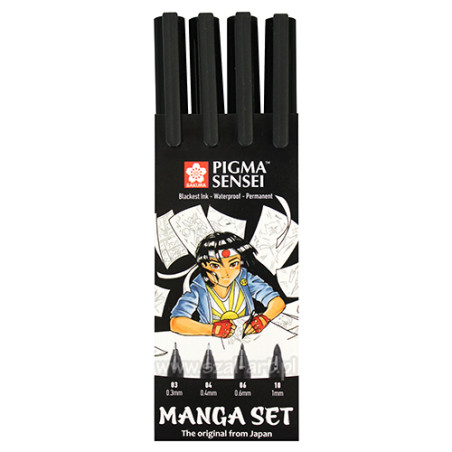 Set of 4 pens Pigma Sensei Manga Set Sakura - szal art - sklep plastyc