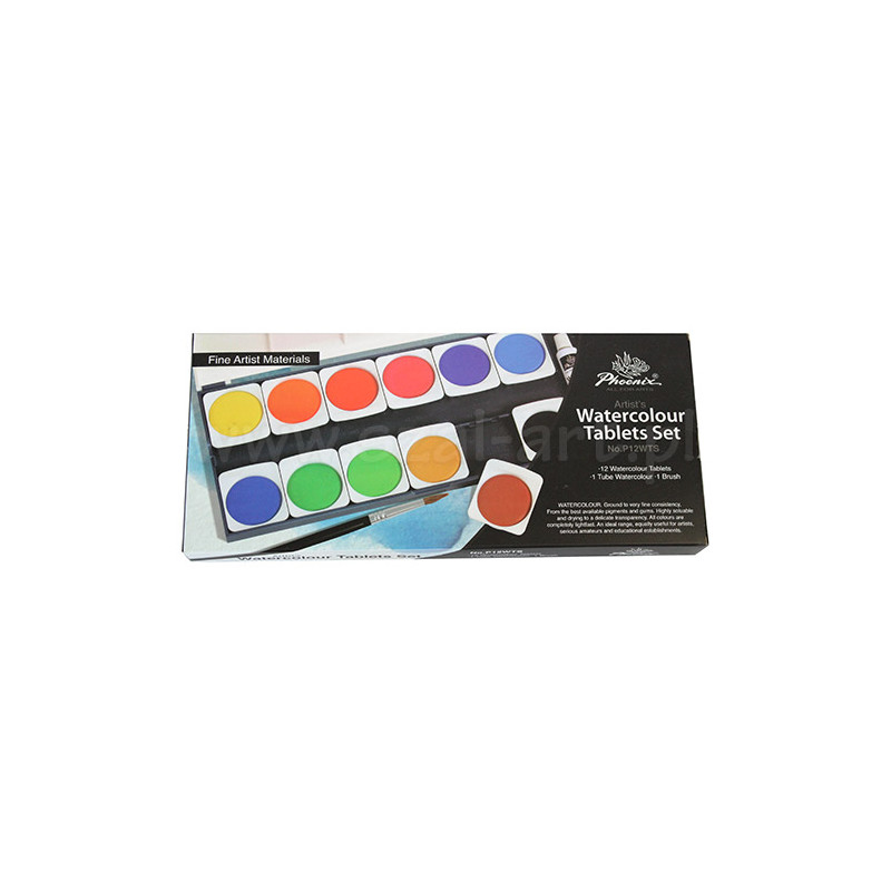Phoenix watercolor paint set in 12 colors szal art - sklep plastyczny