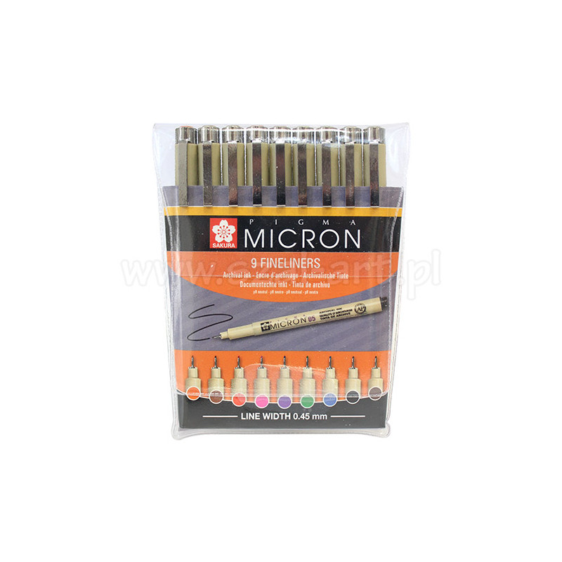 Set of 9 Pigma Micron Sakura colored pigtails - szal art - sklep plast