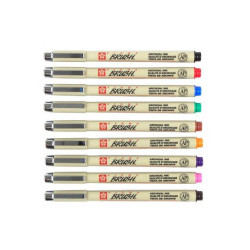 Set of 9 coloured pens Pigma Brush Sakura - szal art - sklep plastyczn