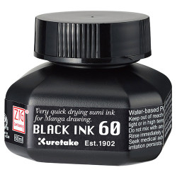 Kuretake Black Ink quick-drying ink 60ml- szal art - sklep plastyczny