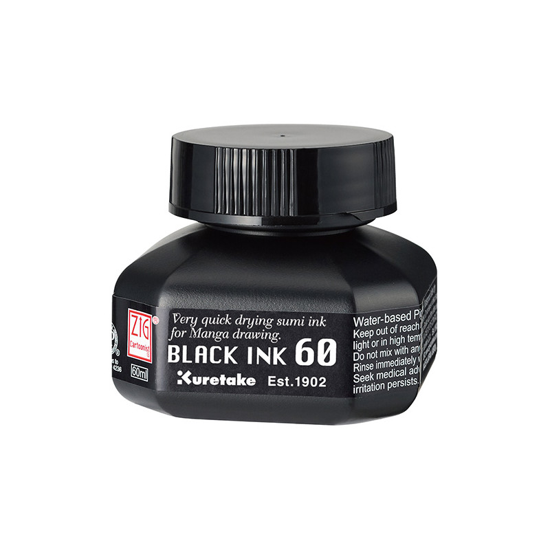 Kuretake black ink szybkoschnący tusz 60ml - sklep plastyczny - szał d