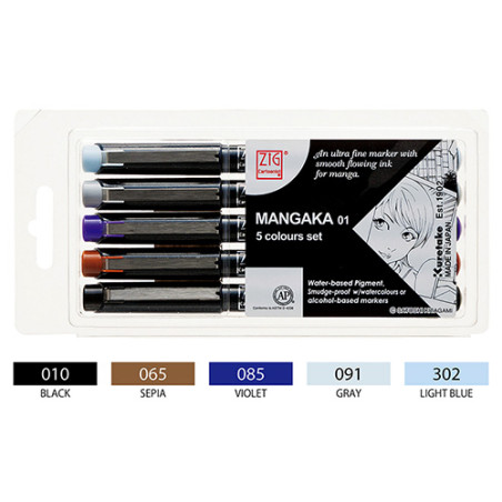 Kuretake zig mangaka set of 5 finials - szal art - sklep plastyczny