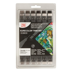 Kuretake zestaw 12 markerów kurecolor twin ws warm gray - sklep plasty