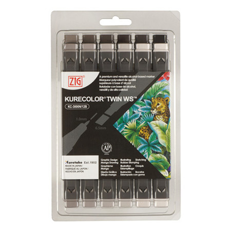 ZIG Kurecolor Twin warm gray colors box set of 12 - szal art - sklep p