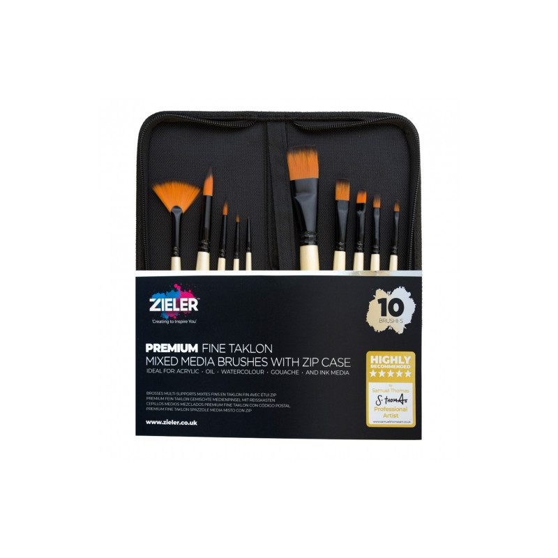 Zieler Premium set of 10 synthetic brushes in a case
