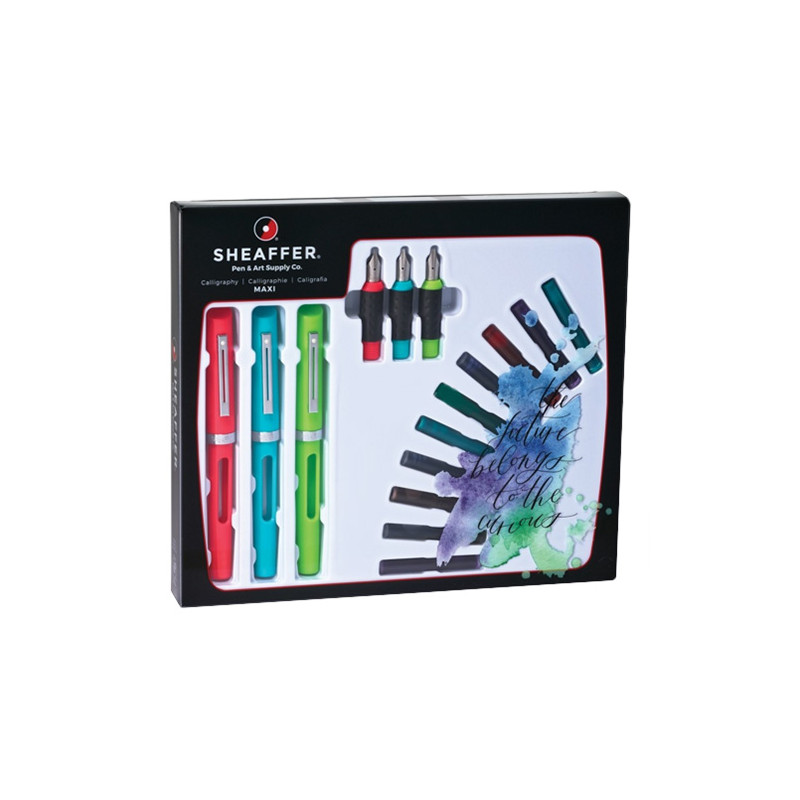 Sheaffer calligraphy set - 3 interchangeable nibs and colored cartridg