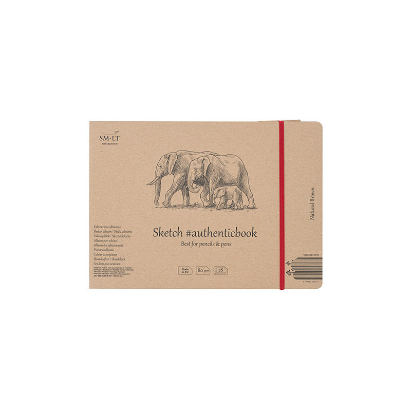 Block SM-LT Sketch Pad Natural Brown sewn with elastic A5 80g 28ark