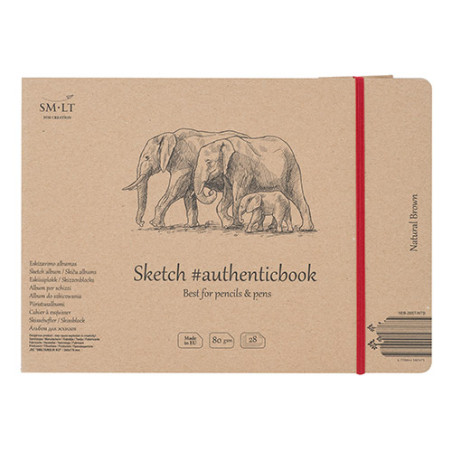 Block SM-LT Sketch Pad Natural Brown sewn with elastic A5 80g 28ark