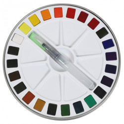 Pebeo set of watercolors in a cube 24 colors + brush metal box