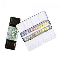 Renesans watercolors honey semi-pans 24 pieces metal case