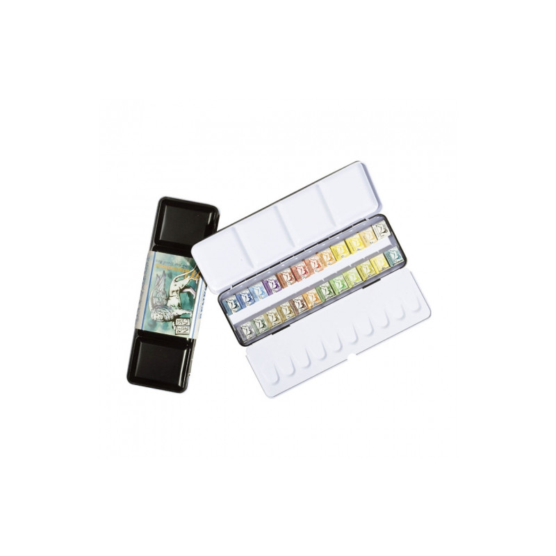 Renesans watercolors honey semi-pans 24 pieces metal case