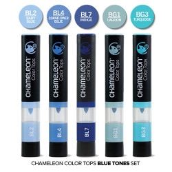 Chameleon color tops blue tones set of 5 pieces - szał art - sklep pla