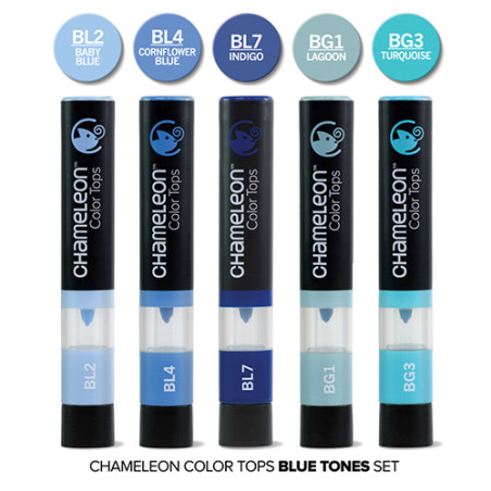 Chameleon color tops blue tones zestaw 5 sztuk - sklep plastyczny - sz