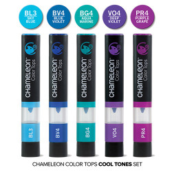 Chameleon color tops cool tones set of 5 pieces - szał art - sklep pla