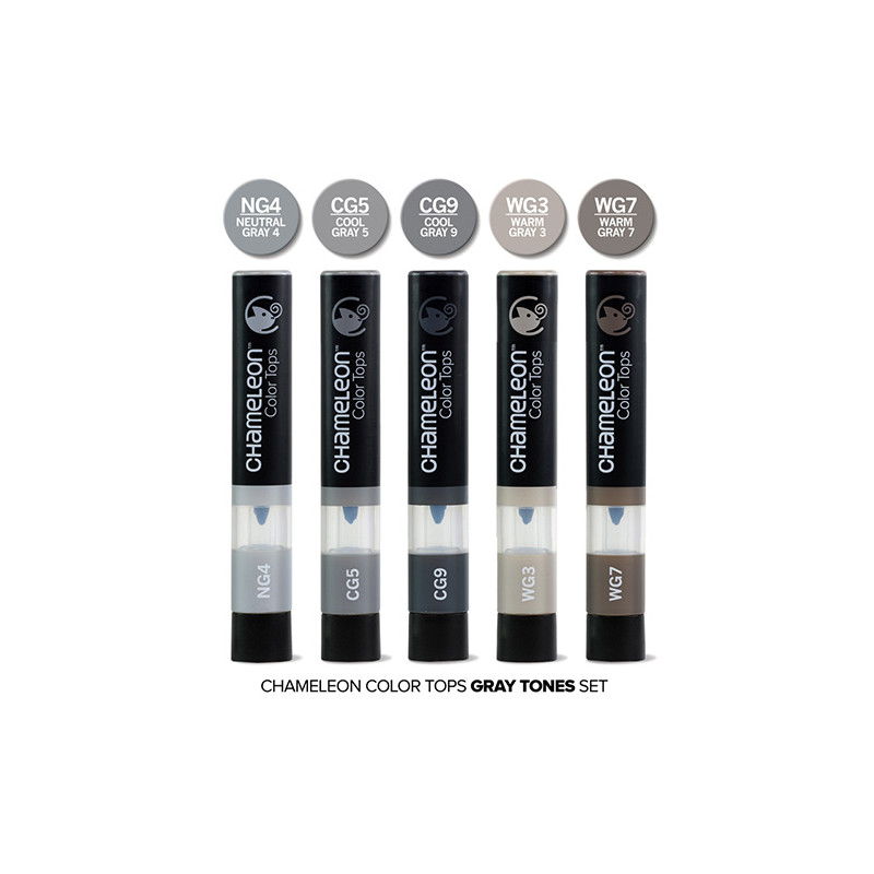 Chameleon color tops gray tones set of 5 pieces - szał art - sklep pla