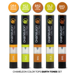 Chameleon color tops earth tones zestaw 5 sztuk - sklep plastyczny - s