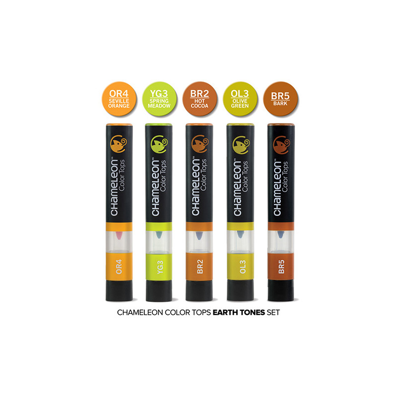 Chameleon color tops earth tones set of 5 pieces - szał art - sklep pl