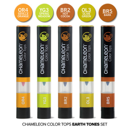 Chameleon color tops earth tones zestaw 5 sztuk - sklep plastyczny - s