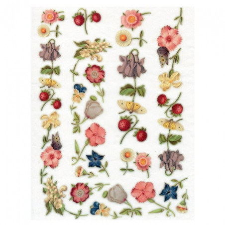 Decoupage paper wild strawberry flowers A4 ITD 0001