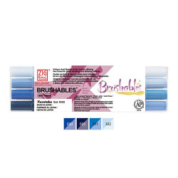 Kuretake brushables zestaw 4 dwustronnych pisaków - blue - sklep plast