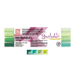 Kuretake brushables set of 4 double-sided markers - green - szal art -