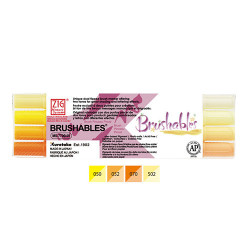 Kuretake brushables zestaw 4 dwustronnych pisaków - yellow - sklep pla