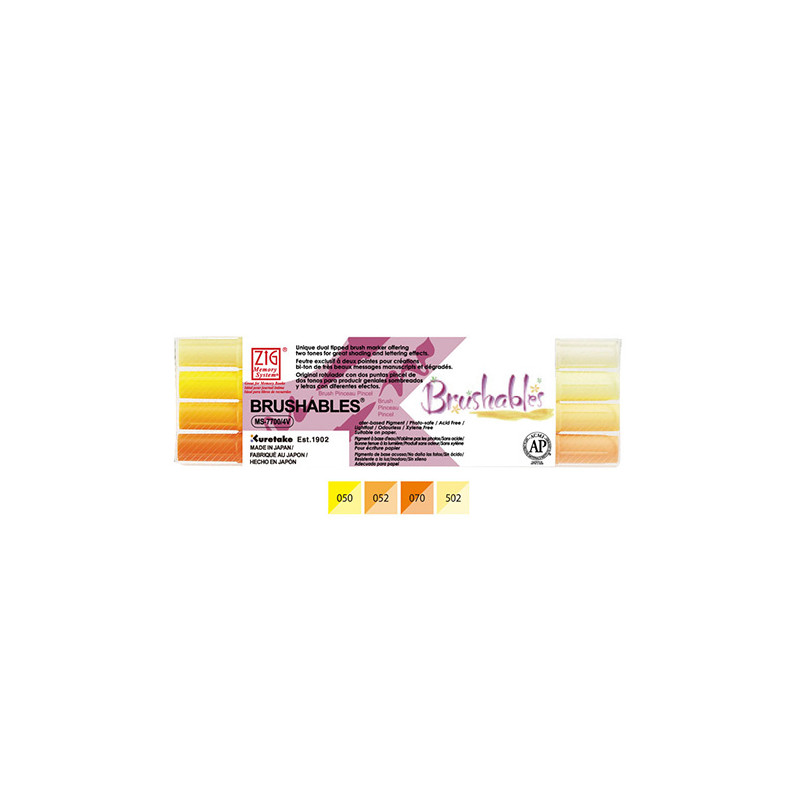 Kuretake brushables set of 4 double-sided markers - yellow - szal art