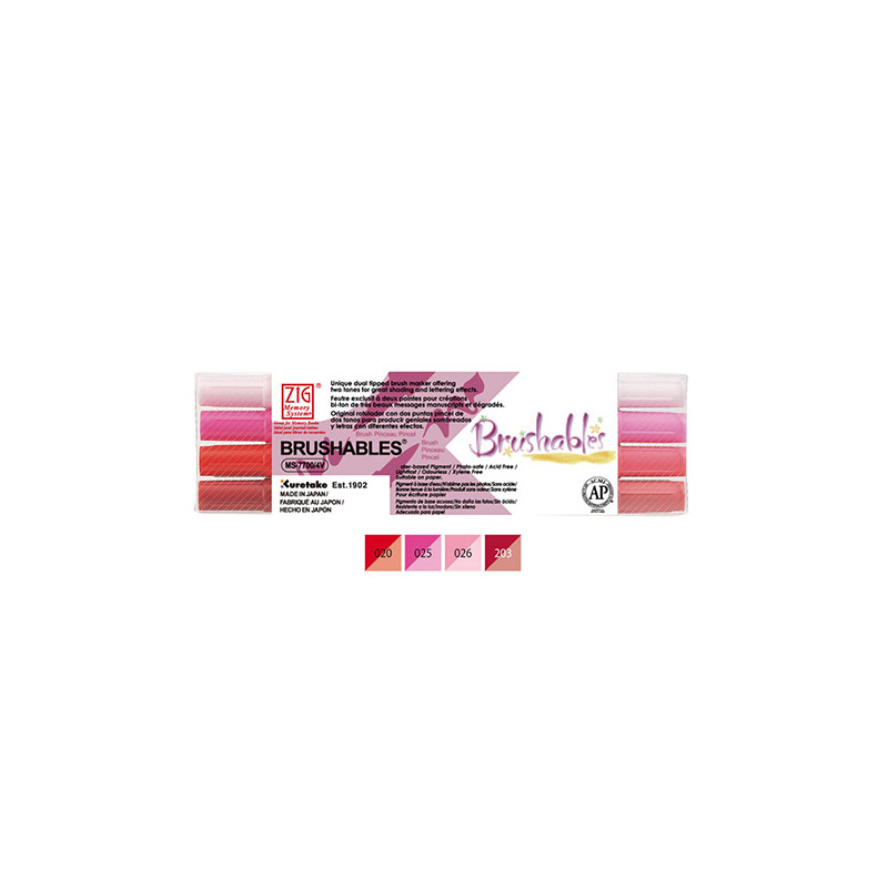 Kuretake brushables set of 4 double-sided markers - red - szal art - s