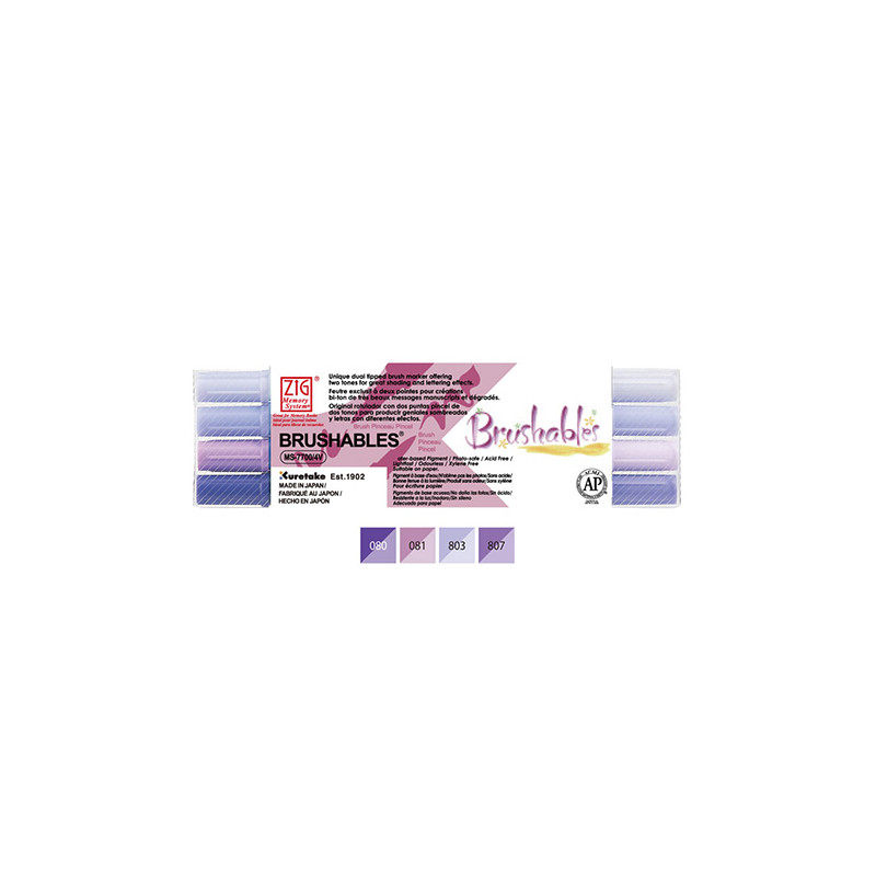 Kuretake brushables set of 4 double-sided markers - purple - szal art