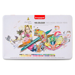 Bruynzeel fineliners brush pen set of 48 pieces
