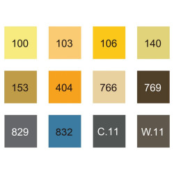 Kurecolor fine & brush manga hair & muted set of 12 markers