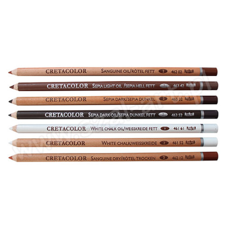 Cretacolor crayons - white, sangwine, sepia, black.
