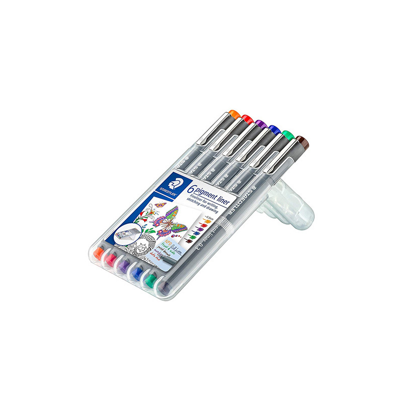 Staedtler pigment liner set 6 fineliner 0.3mm - szal art - sklep plast